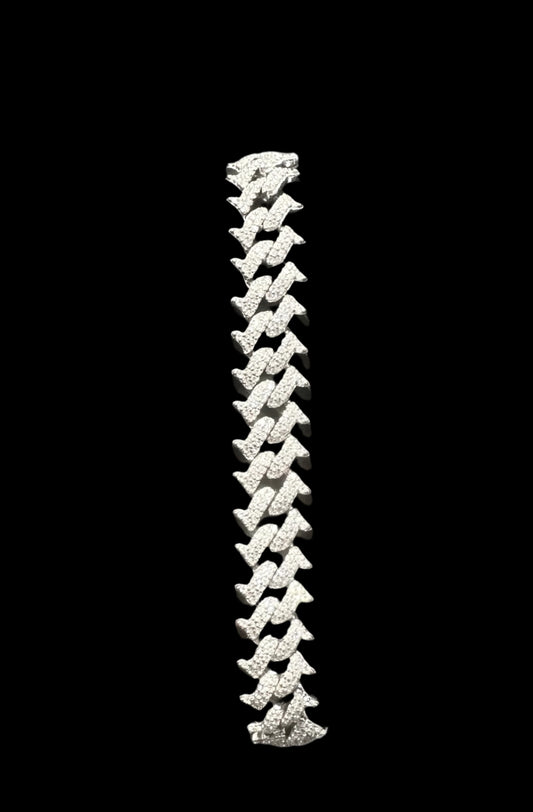 12MM VVS Moissanite Iced Out Dogbone Cuban Bracelet (8.5”)