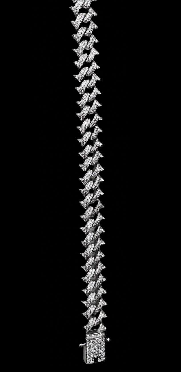 12MM VVS Moissanite Iced Out Dogbone Cuban Bracelet (8.5”)