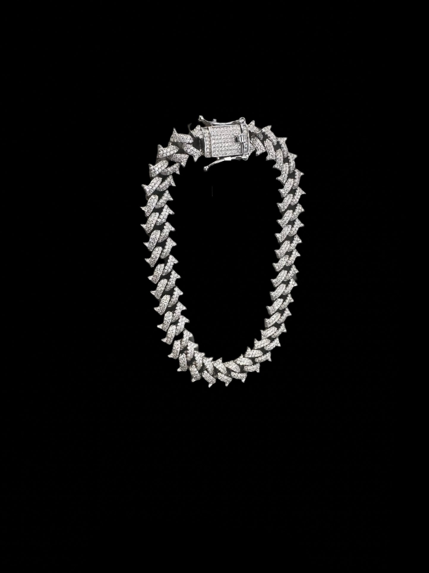 12MM VVS Moissanite Iced Out Dogbone Cuban Bracelet (8.5”)