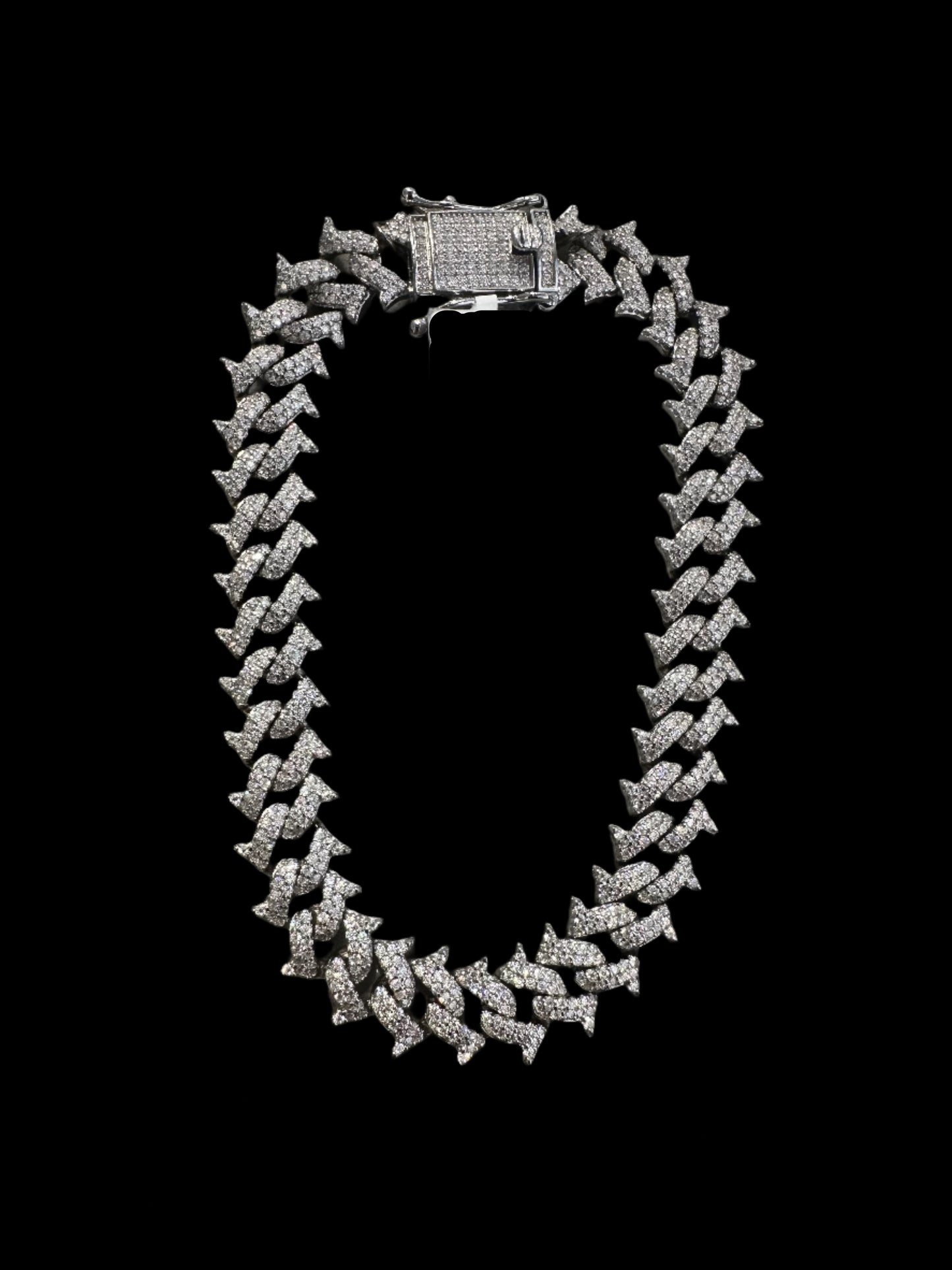 12MM VVS Moissanite Iced Out Dogbone Cuban Bracelet (8.5”)
