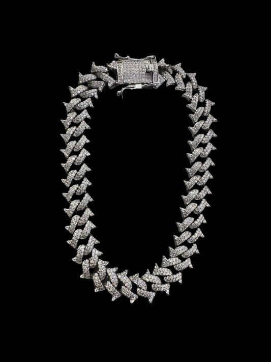 12MM VVS Moissanite Iced Out Dogbone Cuban Bracelet (8.5”)