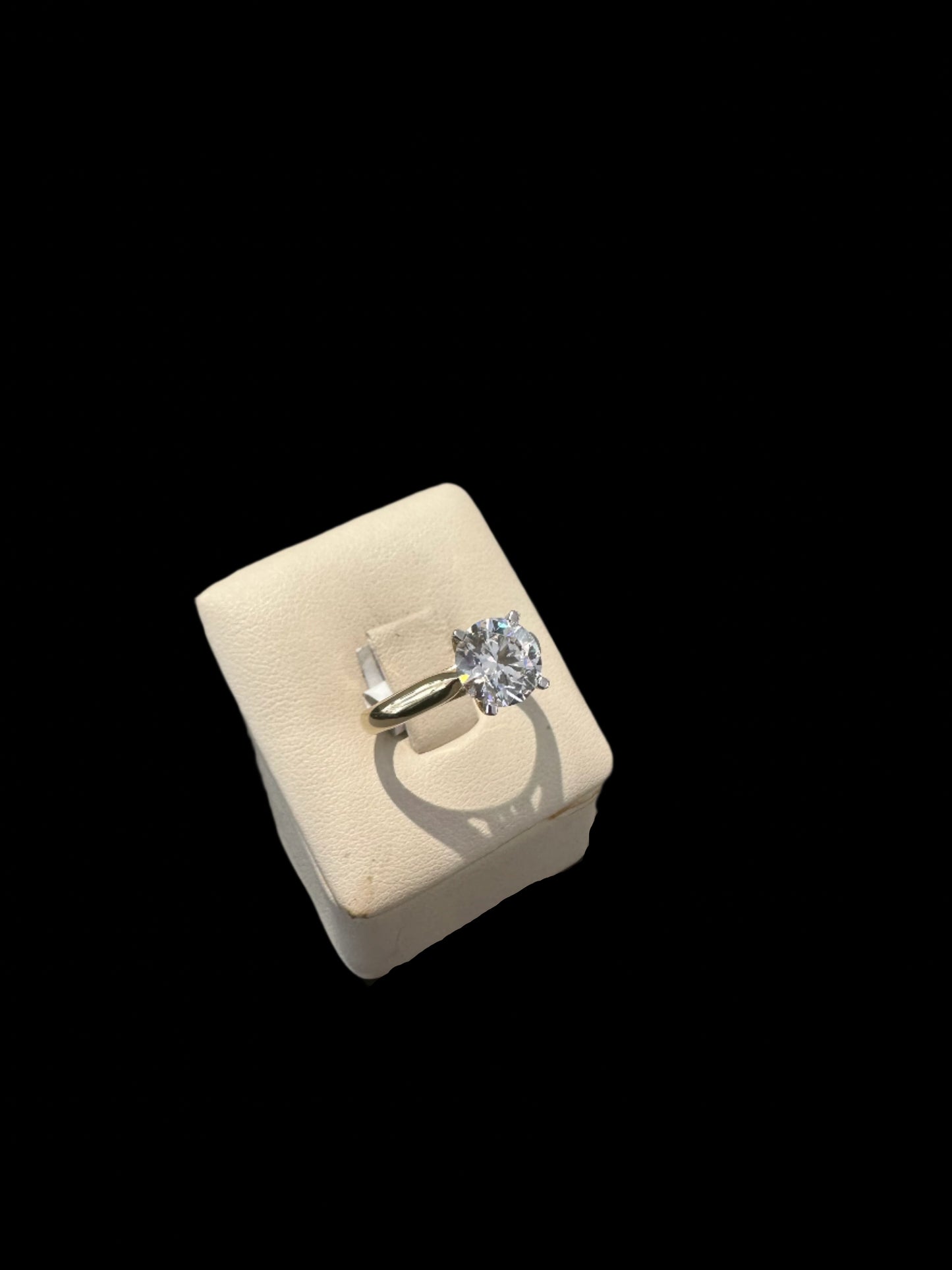 2CTW Round Cathedral Solitare Engagement Ring, Lab Grown Diamond (10K Yellow Gold)