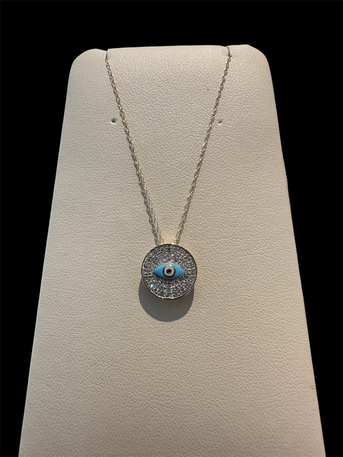0.18CTW Protective Eye Necklace, Natural Diamonds (10K Yellow Gold)