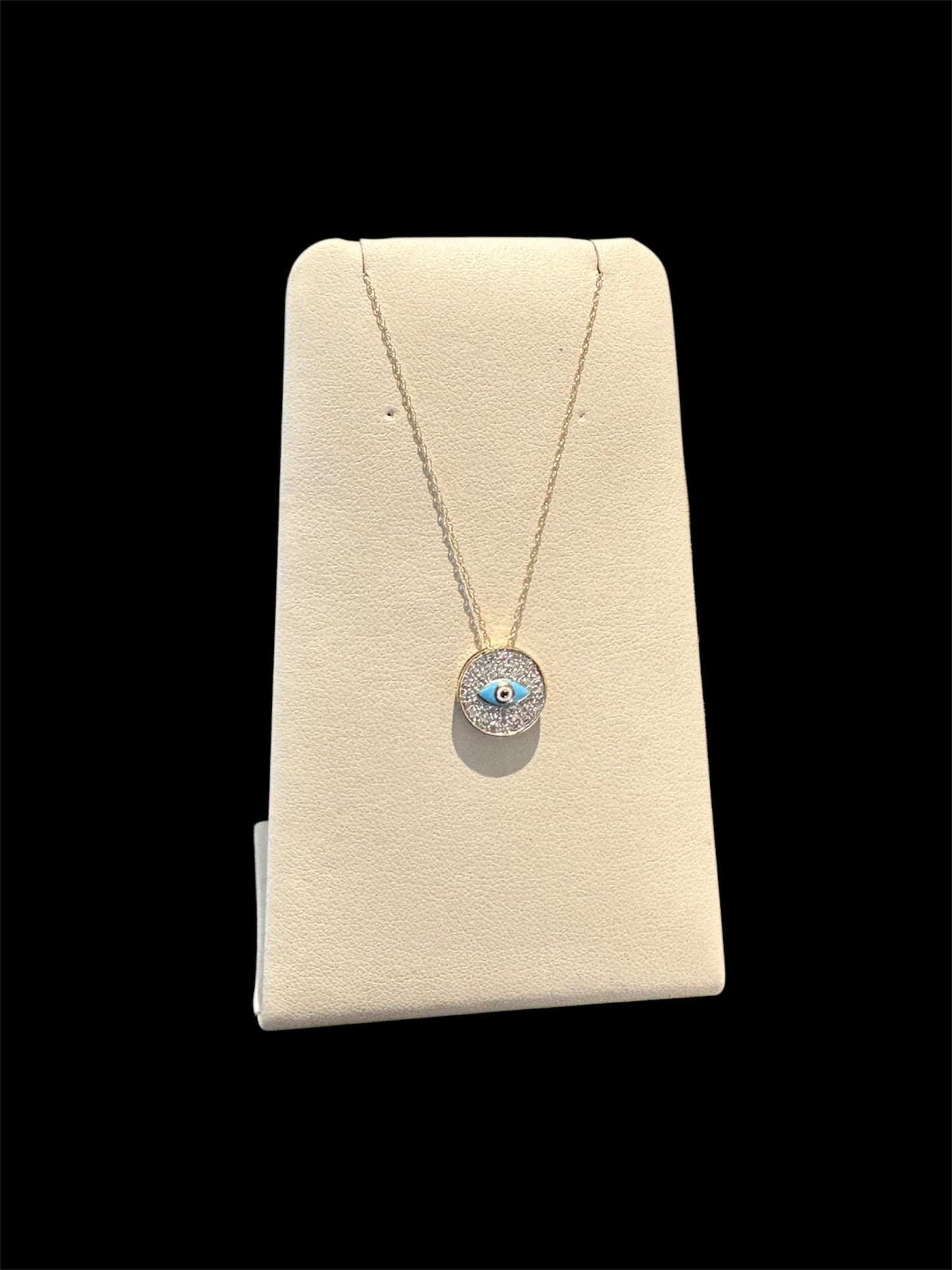 0.18CTW Protective Eye Necklace, Natural Diamonds (10K Yellow Gold)